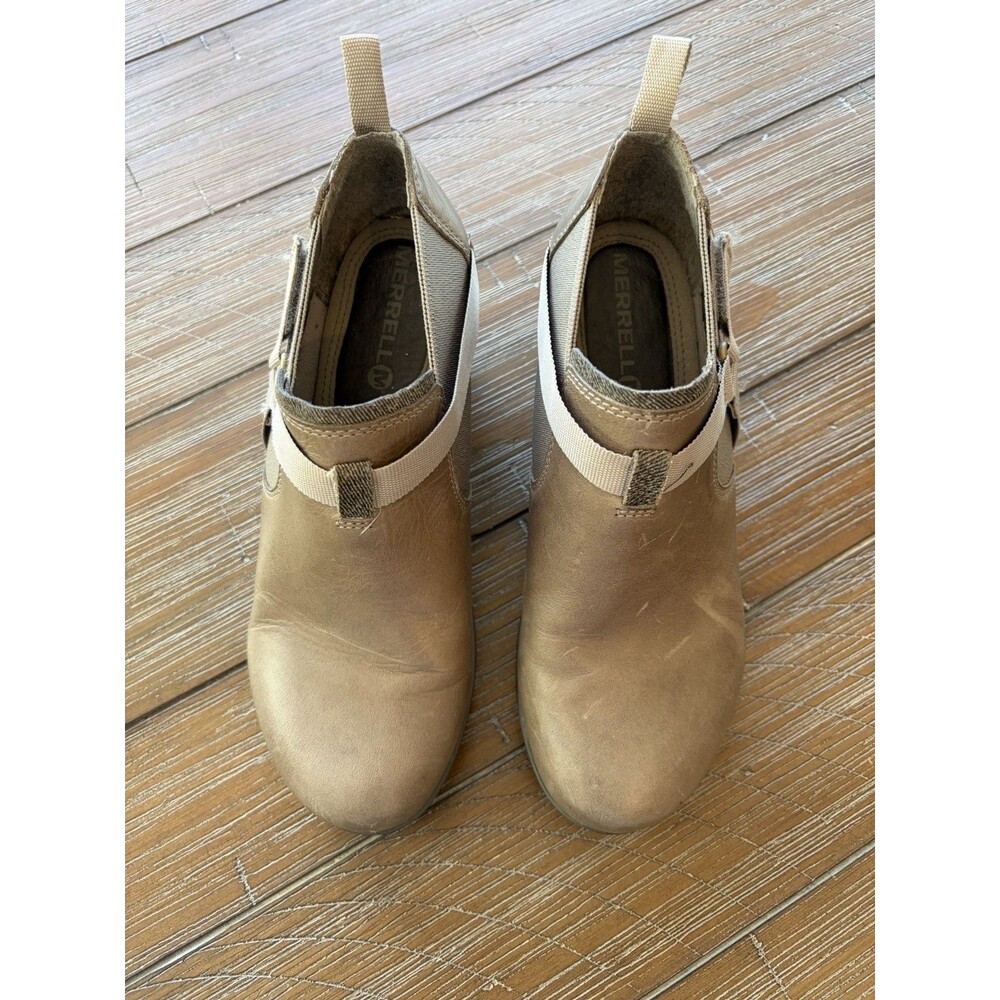 Merrell Evera Rush Ankle Boots Size 6.5 Gray Leather 2.75" Heel Women's Booties